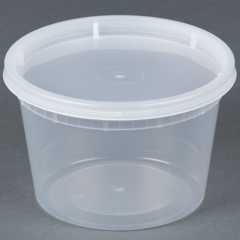 16 Oz Plastic Tubs with Lids (10) - Click Image to Close